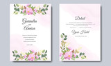Fototapeta Tulipany - Elegant  wedding invitation with flower and leaves card template design Premium Vector
