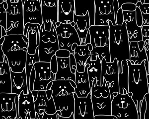 Poster - Funny dogs family, seamless pattern for your design