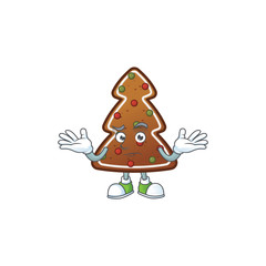 Canvas Print - An image of gingerbread tree in grinning mascot cartoon style