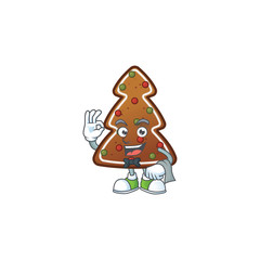 Poster - A gingerbread tree waiter cartoon character ready to serve