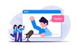 Streaming video blogger on the browser page. Subscribers watch a popular person or influencer. Modern flat vector illustration.