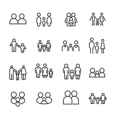 Vector line icons collection of family.