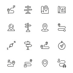 Sticker - maps line icons set.