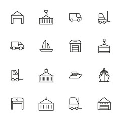 Wall Mural - Vector line icons collection of shipping.