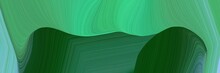 Decorative Background Graphic With Modern Soft Curvy Waves Background Design With Medium Sea Green, Very Dark Green And Medium Aqua Marine Color