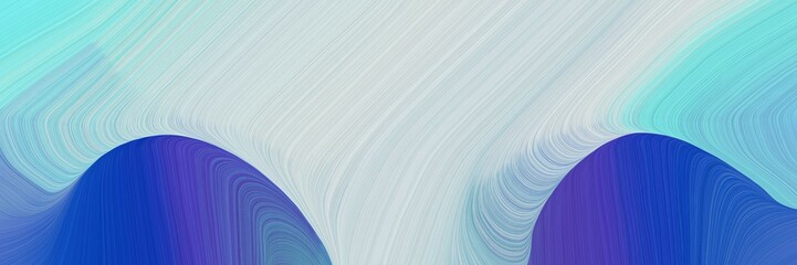 Poster - decorative background graphic with elegant curvy swirl waves background illustration with powder blue, strong blue and sky blue color