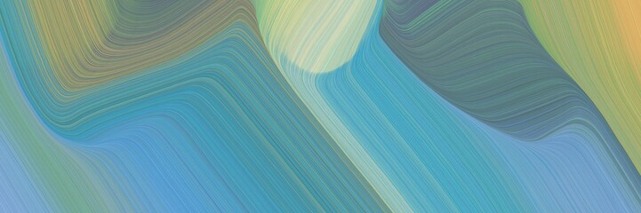 Poster - decorative background graphic with modern waves background design with cadet blue, tan and dark sea green color