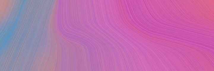 Poster - elegant colorful designed horizontal banner with pale violet red, light slate gray and steel blue colors. fluid curved flowing waves and curves