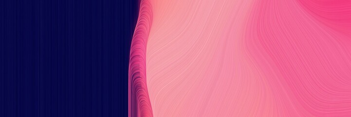 Poster - elegant modern horizontal banner with pale violet red, very dark blue and moderate pink colors. fluid curved lines with dynamic flowing waves and curves