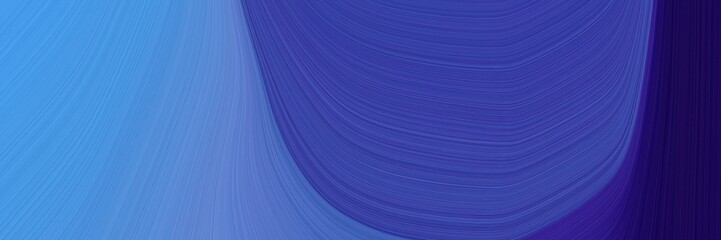 Poster - elegant colorful horizontal header with dark slate blue, corn flower blue and midnight blue colors. fluid curved lines with dynamic flowing waves and curves