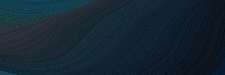 elegant modern horizontal header with very dark blue, dark slate gray and black colors. fluid curved lines with dynamic flowing waves and curves