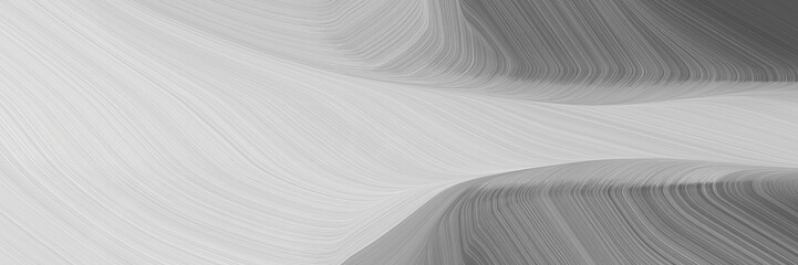 Poster - elegant modern designed horizontal banner with pastel gray, dim gray and light gray colors. fluid curved lines with dynamic flowing waves and curves