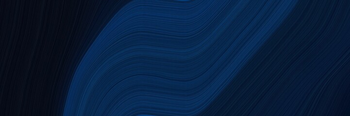 Poster - elegant moving banner with very dark blue, midnight blue and black colors. fluid curved lines with dynamic flowing waves and curves