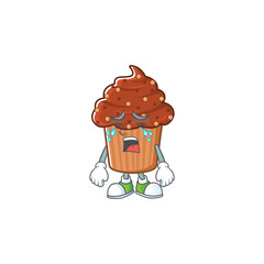 Poster - A weeping chocolate cupcake cartoon character concept