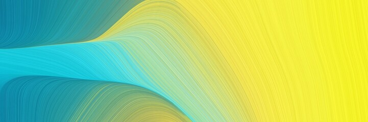 Aufkleber - elegant decorative horizontal banner with light sea green, pastel orange and pastel blue colors. fluid curved lines with dynamic flowing waves and curves