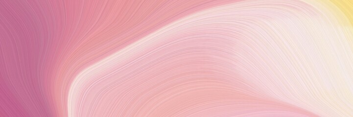 Poster - elegant moving horizontal banner with baby pink, pale violet red and antique white colors. fluid curved flowing waves and curves