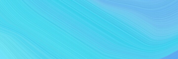 Poster - elegant colorful designed horizontal banner with medium turquoise, light sky blue and turquoise colors. fluid curved flowing waves and curves