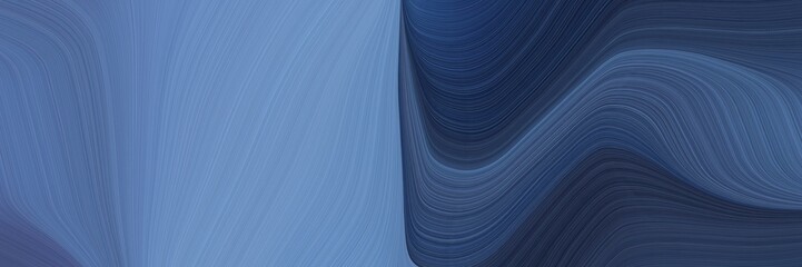 Poster - elegant moving horizontal header with steel blue, dark slate gray and very dark blue colors. fluid curved lines with dynamic flowing waves and curves