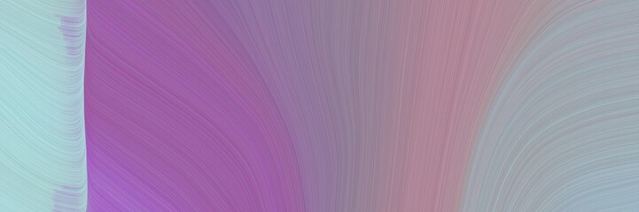 Poster - elegant moving horizontal banner with rosy brown, pastel blue and antique fuchsia colors. fluid curved flowing waves and curves