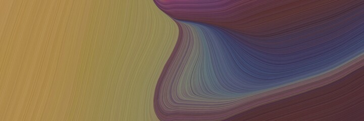 Poster - elegant decorative horizontal banner with pastel brown, old mauve and dark slate gray colors. fluid curved lines with dynamic flowing waves and curves