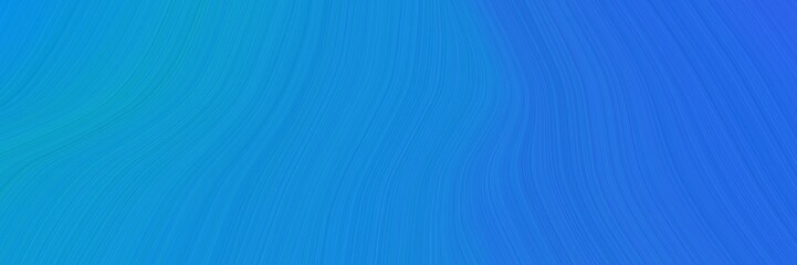 Poster - elegant surreal horizontal header with dodger blue, dark turquoise and royal blue colors. fluid curved flowing waves and curves