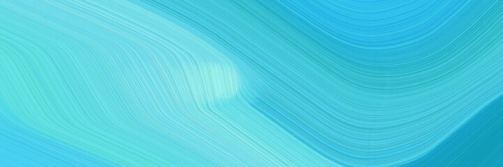 Poster - elegant moving horizontal header with medium turquoise, pale turquoise and light sea green colors. fluid curved lines with dynamic flowing waves and curves