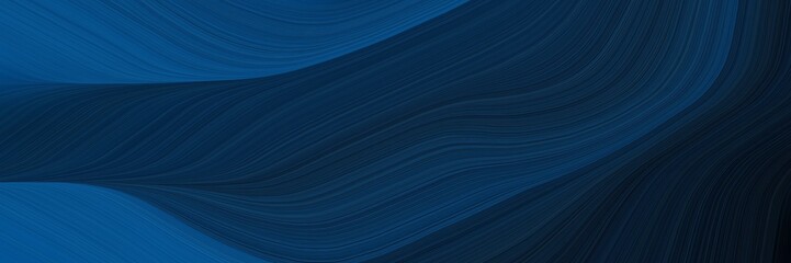 Poster - elegant colorful banner design with very dark blue, teal and midnight blue colors. fluid curved flowing waves and curves