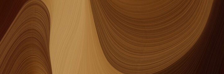 Poster - elegant surreal horizontal header with chocolate, peru and very dark red colors. fluid curved lines with dynamic flowing waves and curves