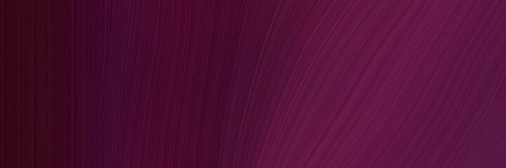 Poster - elegant surreal designed horizontal banner with very dark magenta, very dark pink and old mauve colors. fluid curved flowing waves and curves