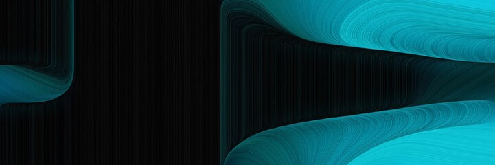 Aufkleber - elegant moving designed horizontal banner with light sea green, black and teal green colors. fluid curved flowing waves and curves