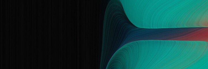 Poster - elegant surreal header design with black, dark cyan and old mauve colors. fluid curved flowing waves and curves