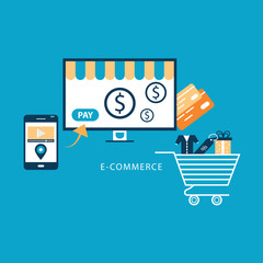 Fototapete - Flat design e-commerce vector illustration