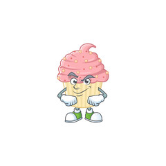 Canvas Print - Strawberry cupcake mascot design style with grinning face