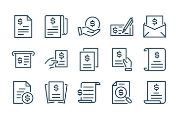 Poster - Invoice, Offer and Contract line icons. Financial Document, Payment Bill and Receipt vector icon set.