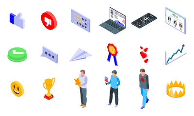 Poster - reputation icons set. isometric set of reputation vector icons for web design isolated on white back