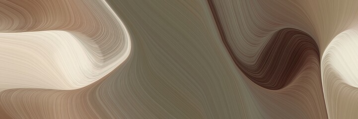 Poster - abstract moving horizontal header with pastel brown, pastel gray and tan colors. fluid curved flowing waves and curves