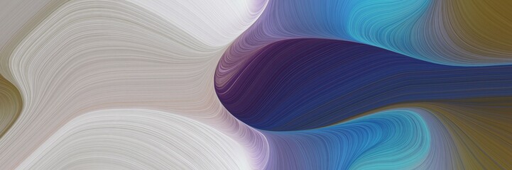 Poster - abstract modern horizontal banner with ash gray, dark slate blue and silver colors. fluid curved flowing waves and curves