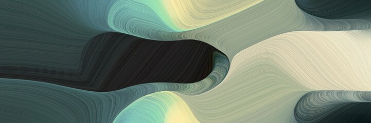 abstract surreal designed horizontal banner with dark slate gray, dark sea green and pastel gray colors. fluid curved flowing waves and curves