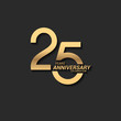 25 years anniversary celebration logotype with elegant modern number gold color for celebration
