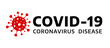 SARS-CoV-2 coronavirus (2019-nCoV)  causes disease Covid-19  typography design logo.  Vector illustration for poster, banner, flyer