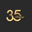 35 years anniversary celebration logotype with elegant modern number gold color for celebration