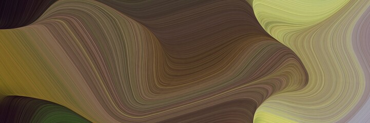 Poster - abstract surreal banner with dark olive green, dark khaki and gray gray colors. fluid curved lines with dynamic flowing waves and curves