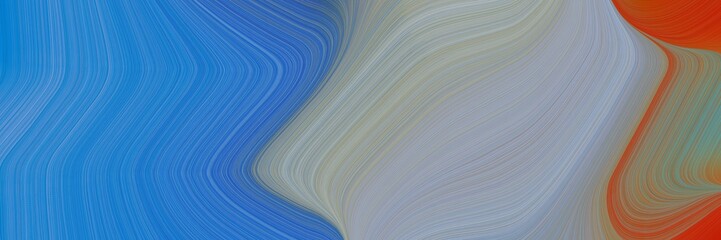 Poster - abstract moving horizontal header with light slate gray, strong blue and sienna colors. fluid curved flowing waves and curves