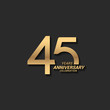 45 years anniversary celebration logotype with elegant modern number gold color for celebration