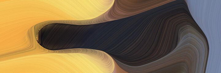 Poster - abstract colorful designed horizontal banner with sandy brown, very dark blue and light slate gray colors. fluid curved lines with dynamic flowing waves and curves