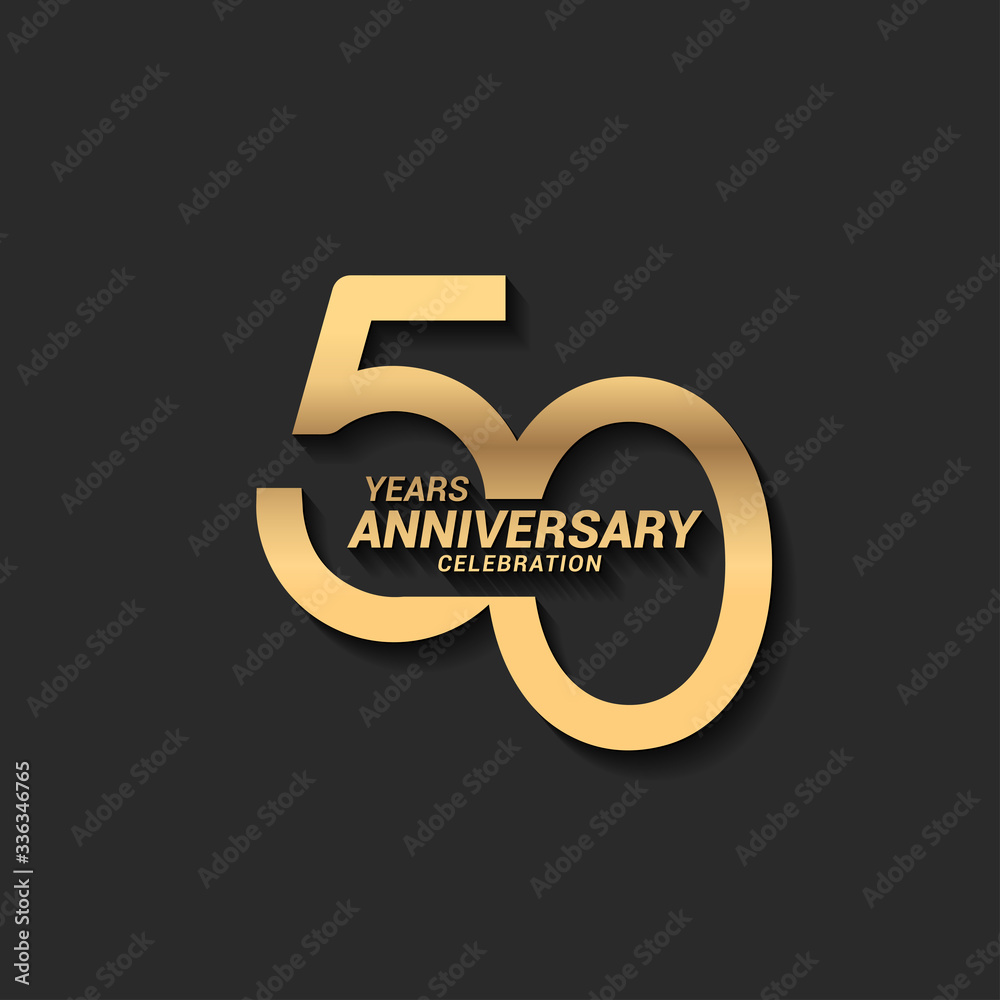 50 years anniversary celebration logotype with elegant modern number gold color for celebration - obrazy, fototapety, plakaty 