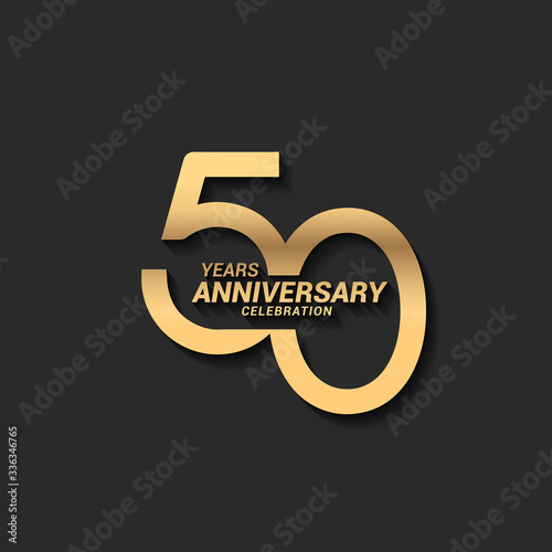 Cuadros en Lienzo 50 years anniversary celebration logotype with elegant modern number gold color