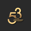 53 years anniversary celebration logotype with elegant modern number gold color for celebration