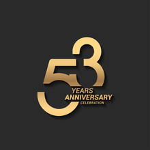 53 Years Anniversary Celebration Logotype With Elegant Modern Number Gold Color For Celebration