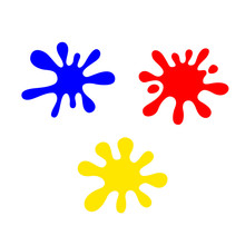Blue Red And Yellow Primary Colors Isolated On White Background, Primary Colors For Children Learning Art, Drop Splash Of Three Primary Basic Color, Blue Red And Yellow Colors Splash Simple Art Symbol